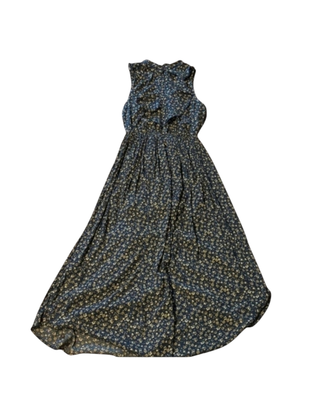 Free People Button Up Sleeveless Blue Ditsy Dress Boho Bohemian Maxi